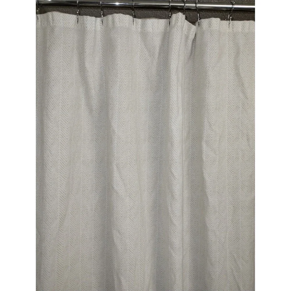 Tommy Hilfiger Standard shower curtain art geo pattern deco white & tan 72